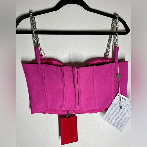 Guiseppe Di Morabito | Fuchsia Pink Bustier | Rhinestone Chain & Boning | IT 44 - Picture 5 of 9